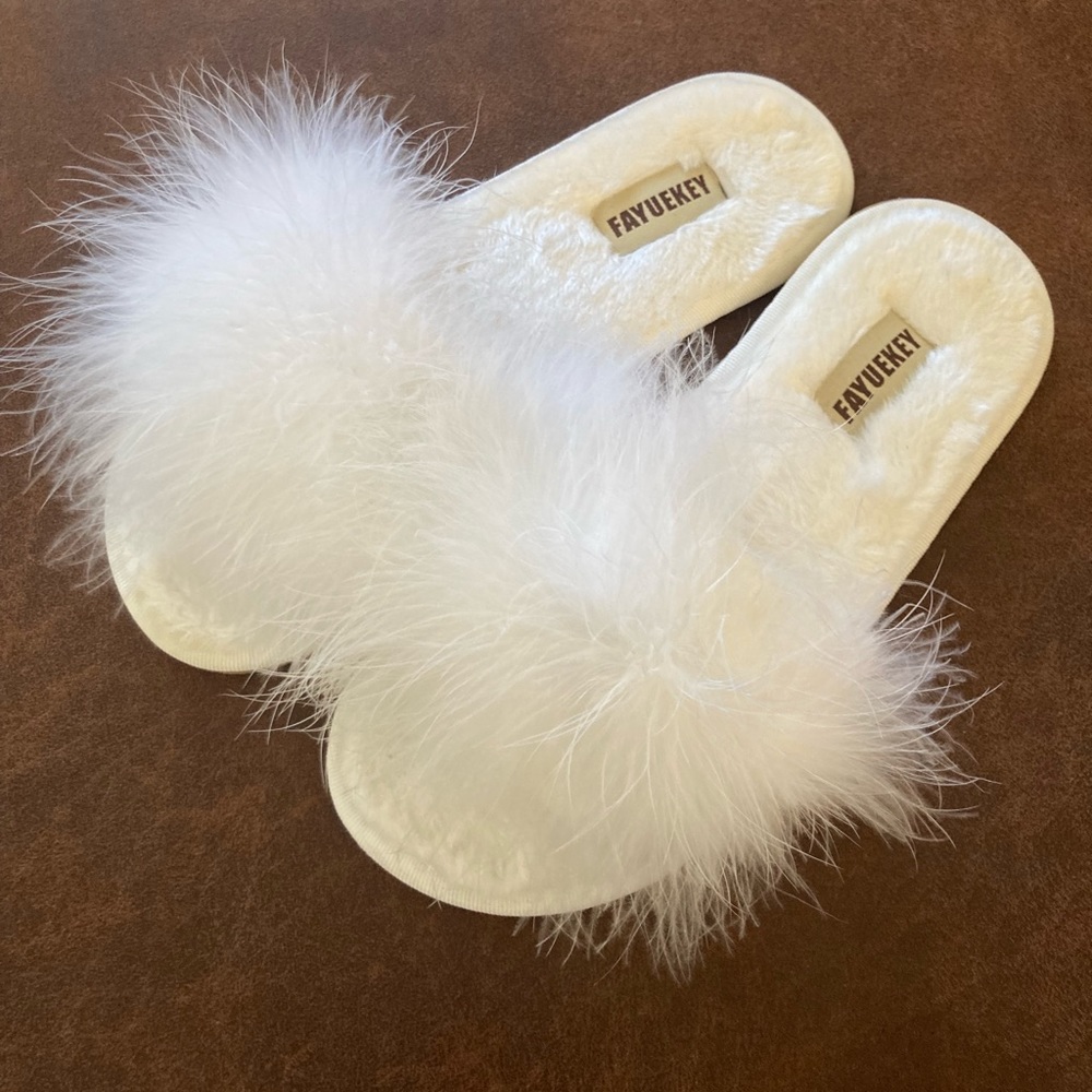 White Feather Slippers